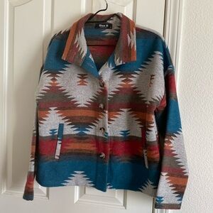 Aztec button up light jacket. Women’s Med